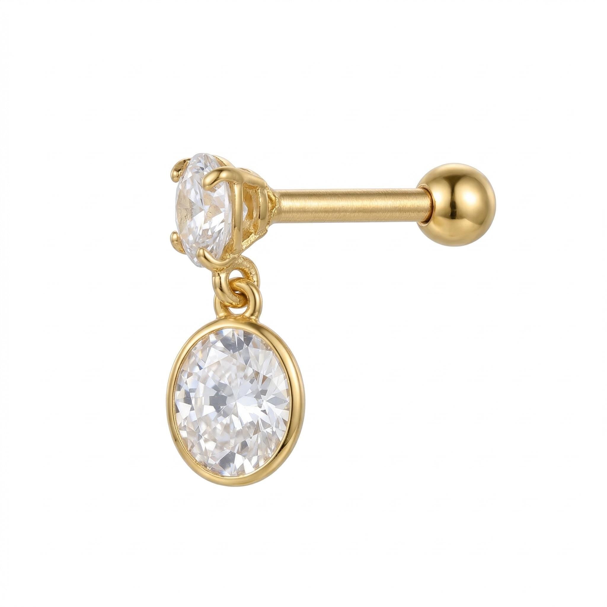 14KT Solid Gold - Cubic zirconia, Yellow gold, Solid gold