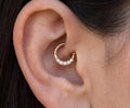 10K Solid Gold Daith Ring - Cubic zirconia, Yellow gold, Solid gold - 8mm Inner Diameter mL