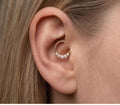 10K Solid Gold Daith Ring - Cubic zirconia, Yellow gold, Solid gold - 8mm Inner Diameter mL