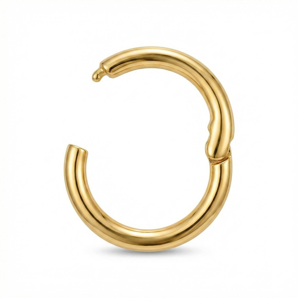 10K Solid Gold Clicker Hoop - Yellow gold, Solid gold, 10k