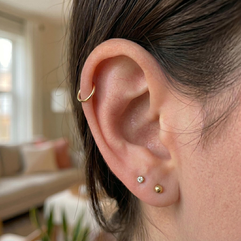 10K Solid Gold Clicker Hoop - Yellow gold, Solid gold, 10k