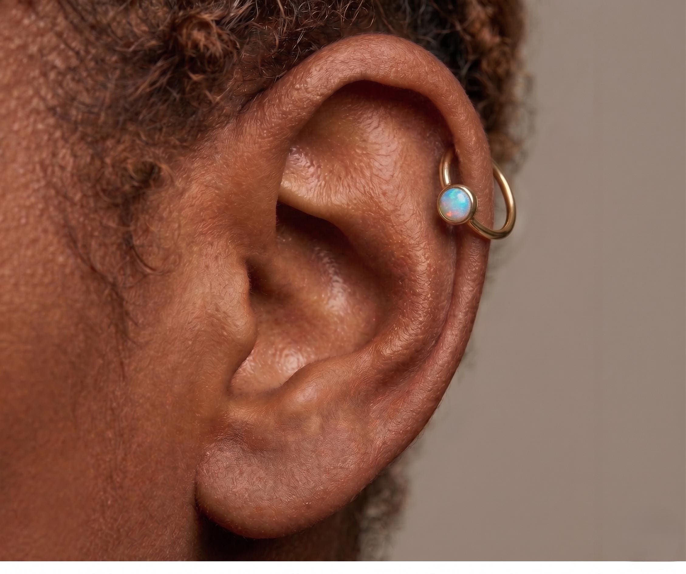 10K Solid Gold Opal Helix Ring - Opal, Yellow gold, Solid gold