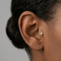 14K Solid Gold Lightning Bolt CZ Flat Back Earring - Cubic zirconia, Yellow gold, Solid gold
