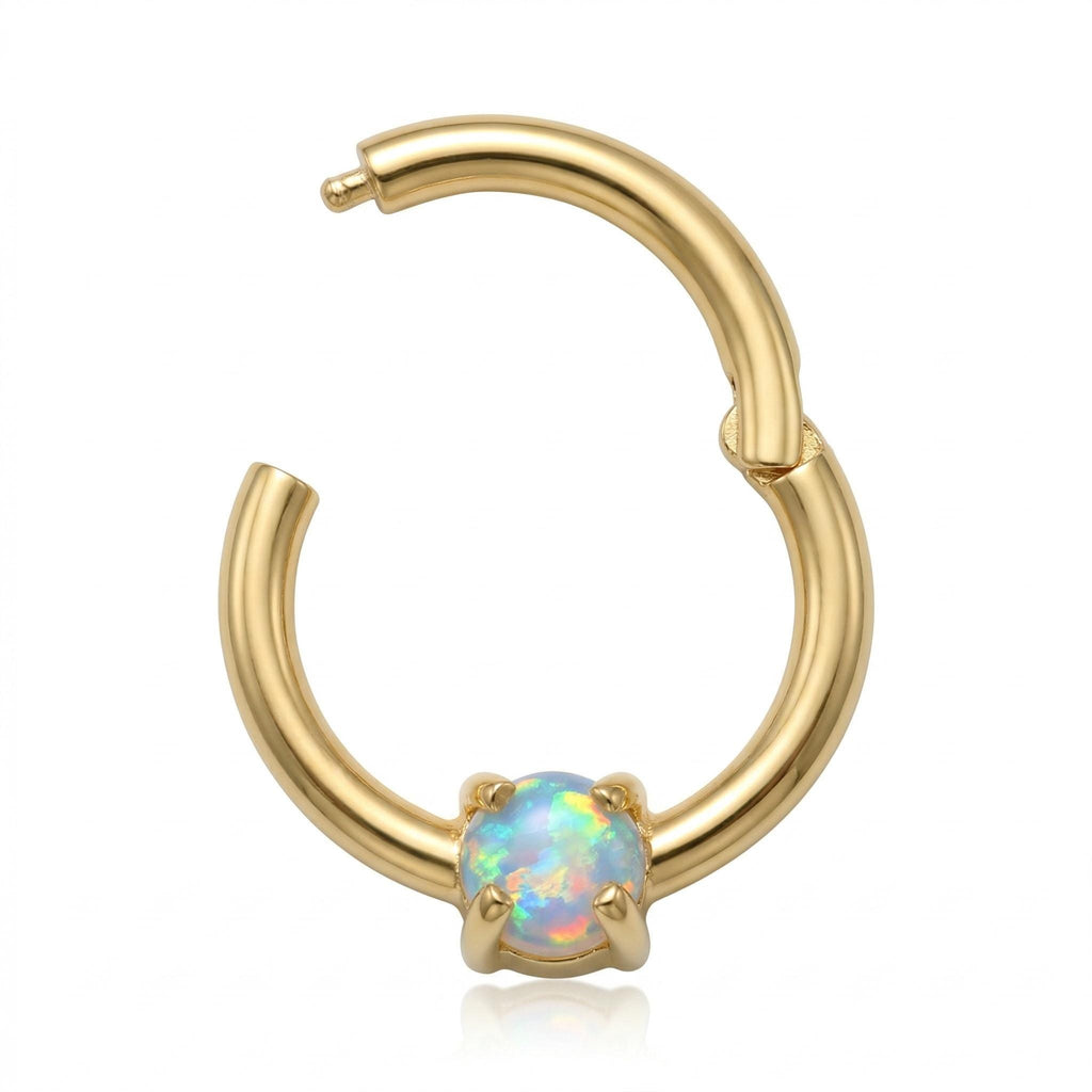 10K Solid Gold Opal Daith Ring - Opal, Yellow gold, Solid gold