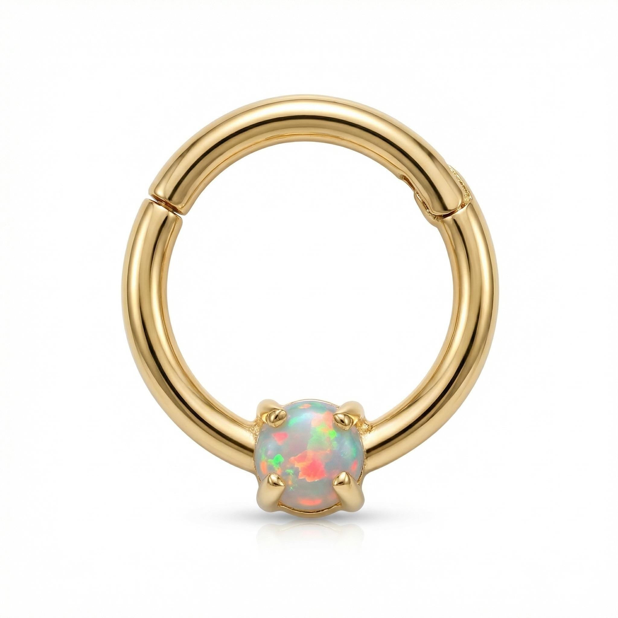 10K Solid Gold Opal Daith Ring - Opal, Yellow gold, Solid gold