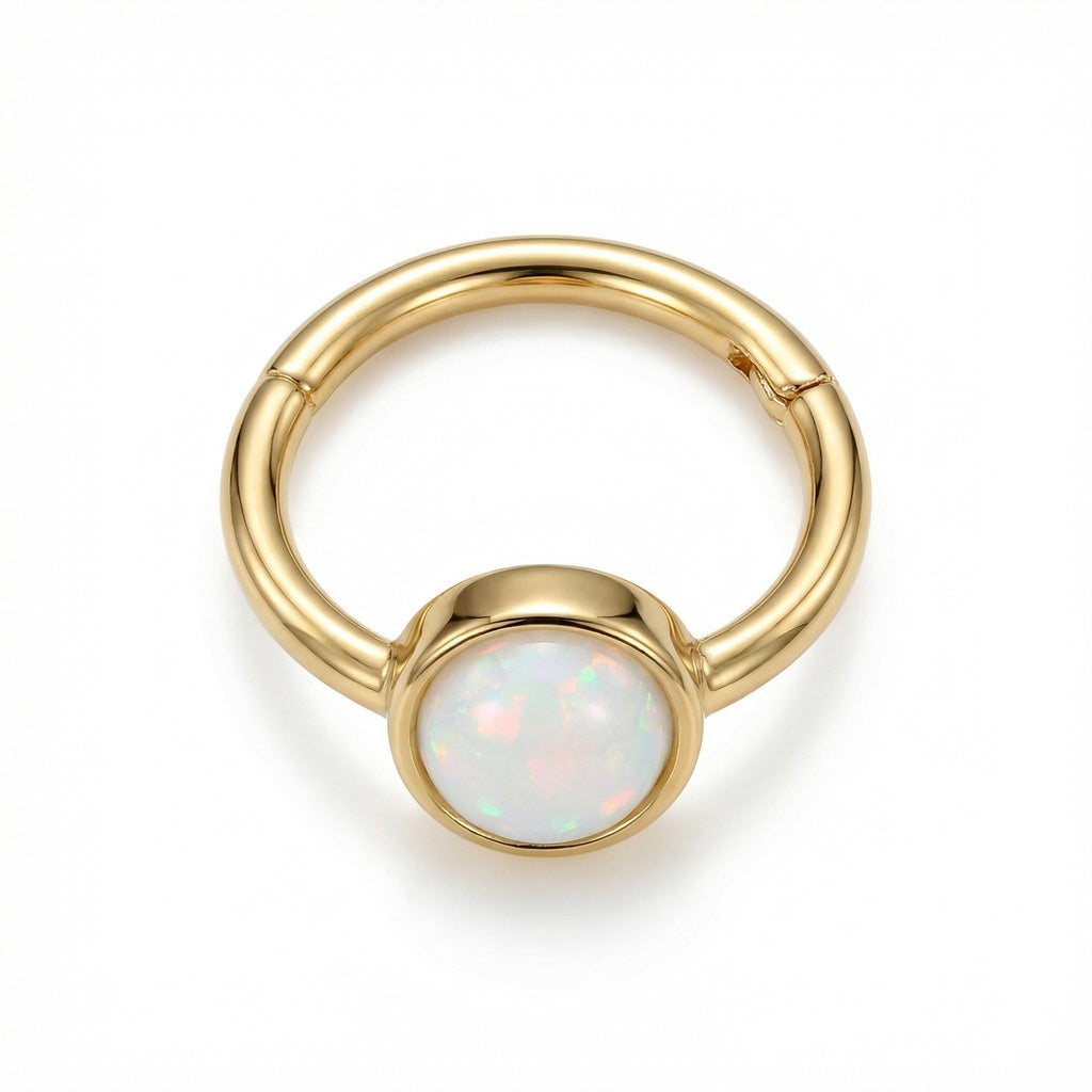 10K Solid Gold Opal Helix Ring - Opal, Yellow gold, Solid gold