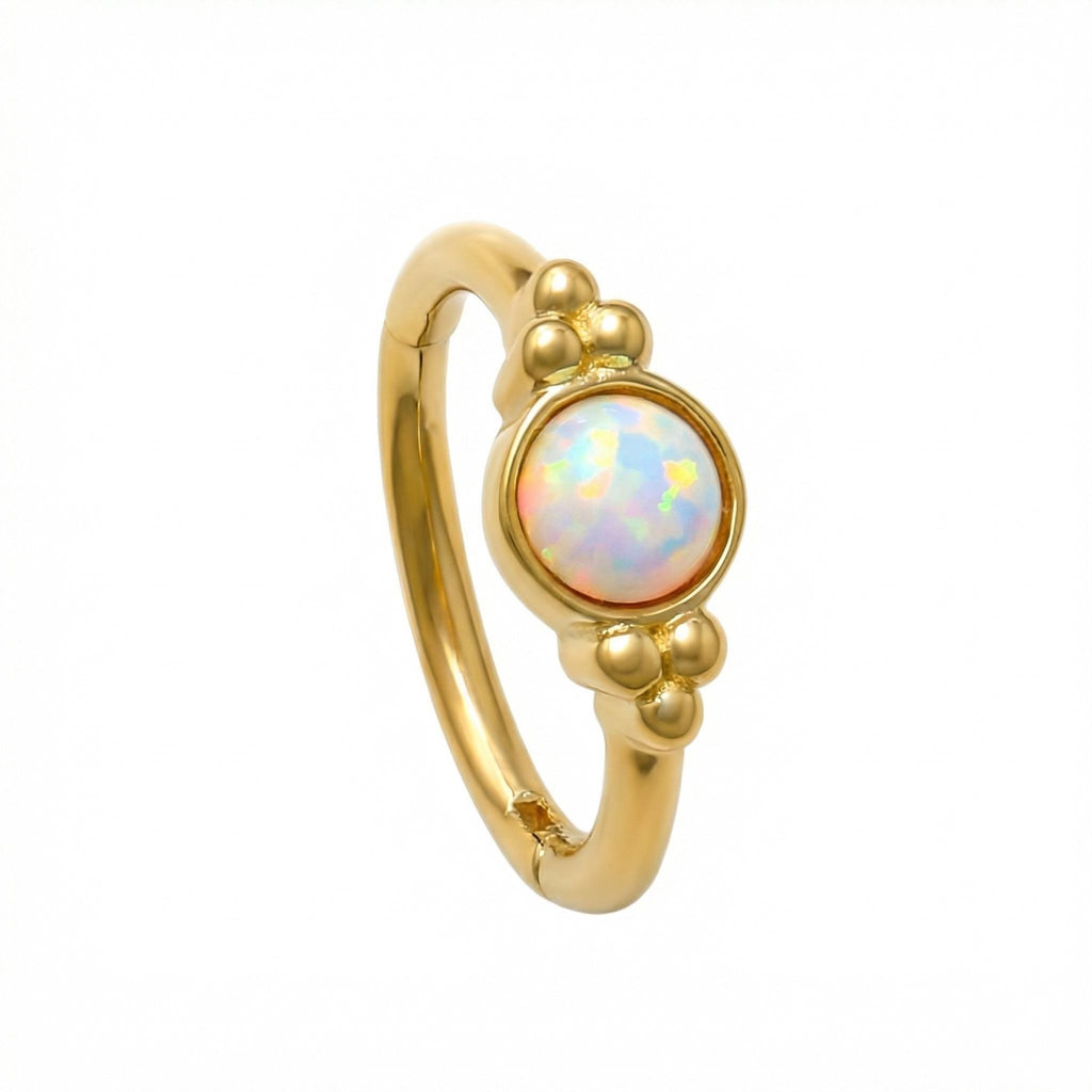10K Solid Gold Opal Helix Ring - Opal, Yellow gold, Solid gold