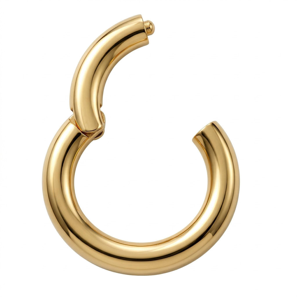 10K Solid Gold Clicker Hoop - Yellow gold, Solid gold, 10k