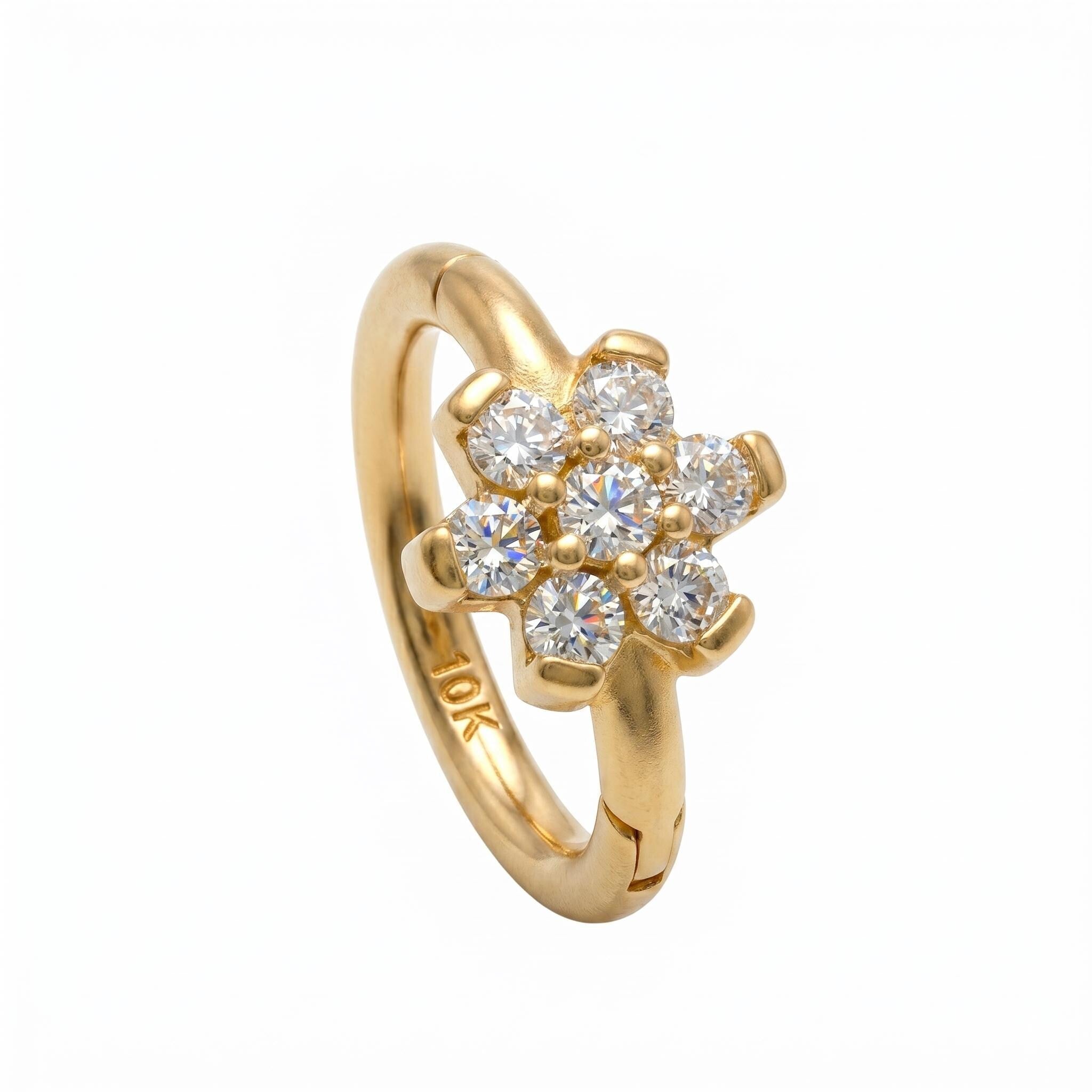 10K Solid Gold CZ Helix Ring - Cubic zirconia, Yellow gold, Solid gold