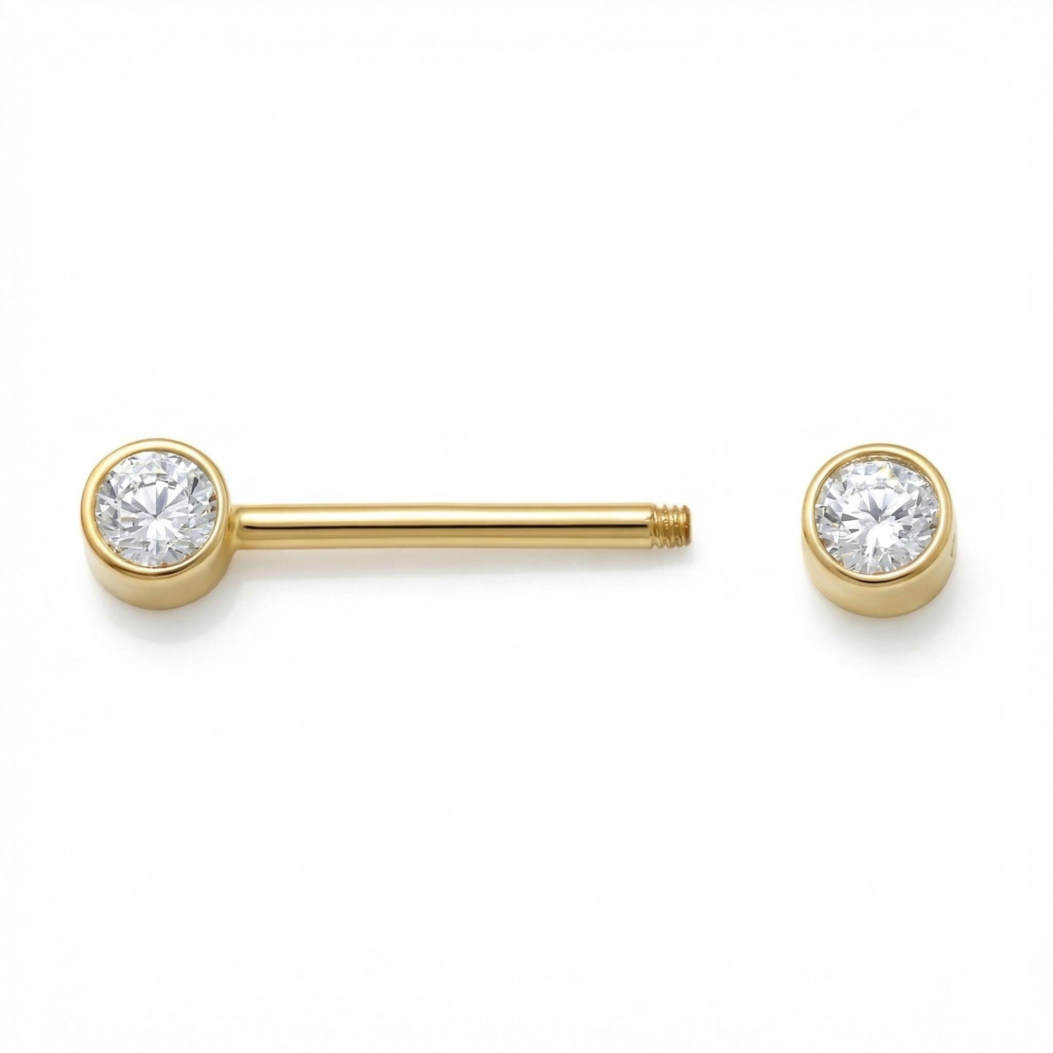 14K Solid Gold Nipple Ring - Gold, Solid gold, 14k