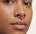 14K Solid Gold Spike Septum Ring - Yellow gold, Solid gold, 14k