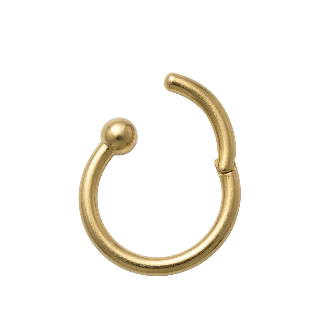 10K Solid Gold Ball Clicker Hoop - Yellow gold, Solid gold, 10k