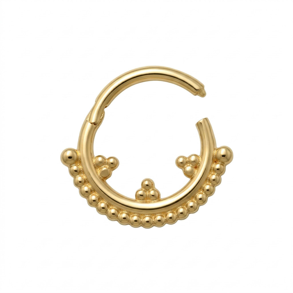 10K Solid Gold Beaded Daith Ring - Yellow gold, Solid gold, 10k