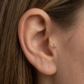 14K Solid Gold Dragonfly CZ Cartilage Earring - Cubic zirconia, Yellow gold, Solid gold