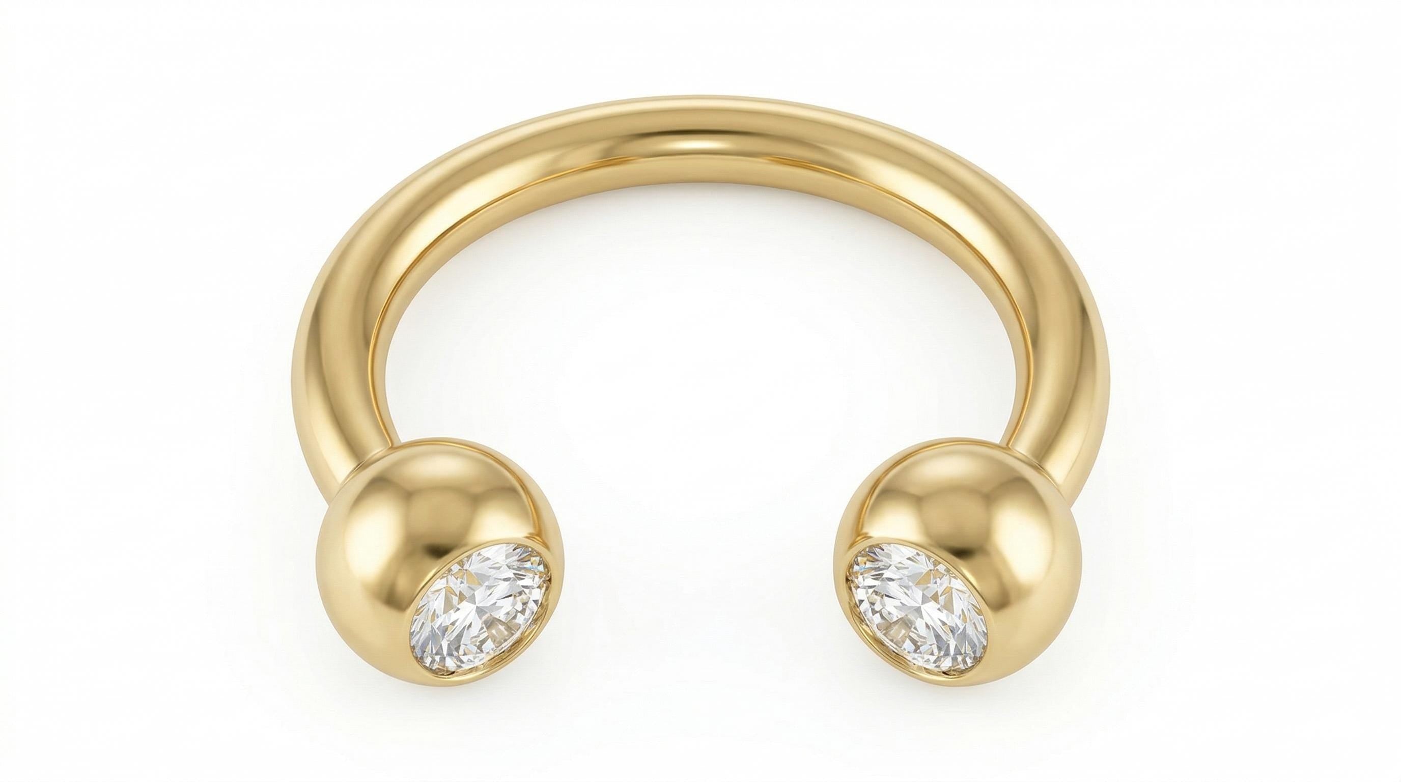 10K Solid Gold CZ Horseshoe Helix Ring - Cubic zirconia, Yellow gold, Solid gold