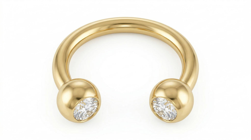 10K Solid Gold CZ Horseshoe Helix Ring - Cubic zirconia, Yellow gold, Solid gold