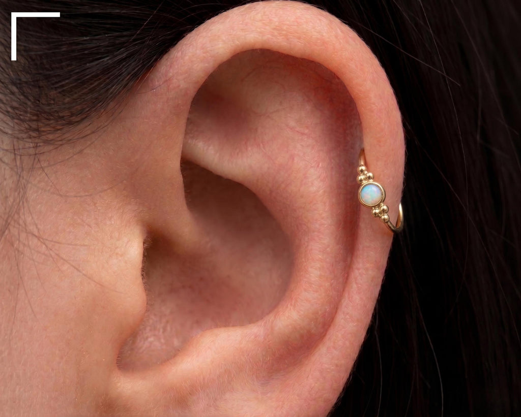 10K Solid Gold Opal Helix Ring - Opal, Yellow gold, Solid gold