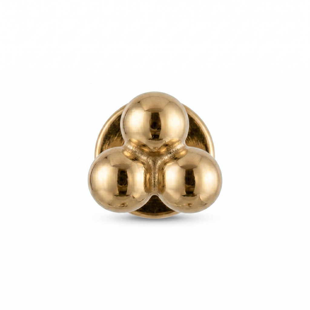 14K Solid Gold Beaded Cartilage Earring - Yellow gold, Solid gold, 14k