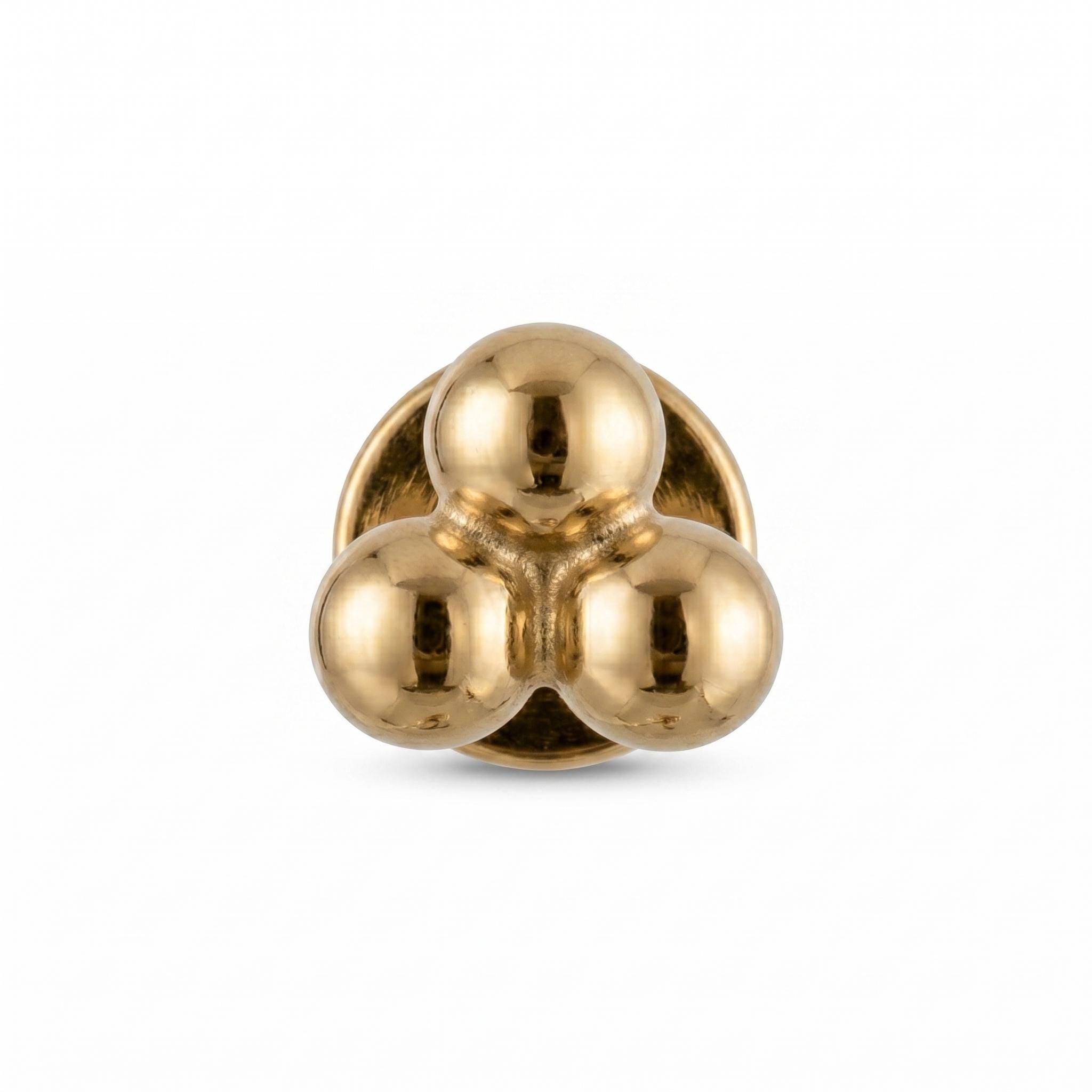 14K Solid Gold Beaded Cartilage Earring - Yellow gold, Solid gold, 14k