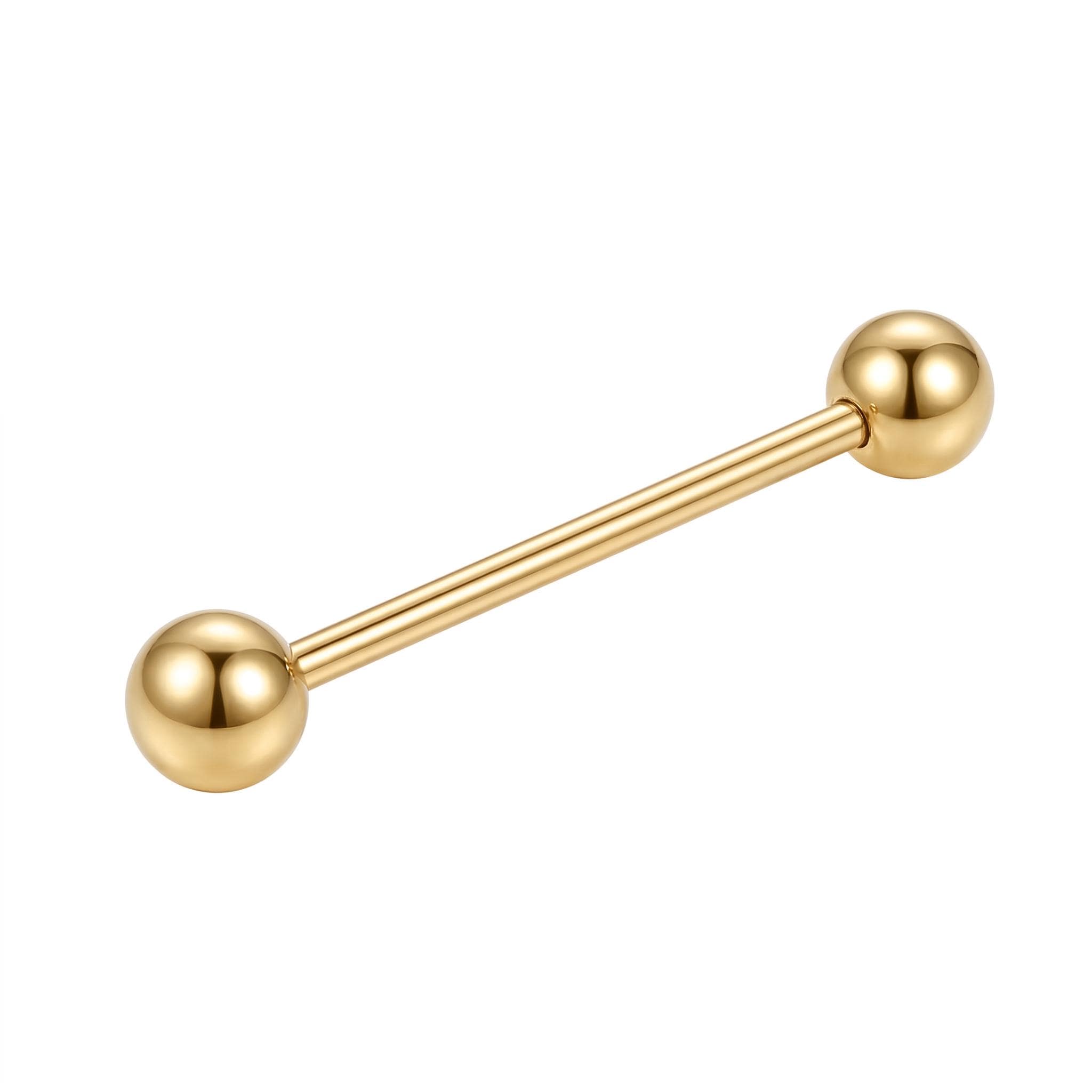 10K Solid Gold Tongue Barbell - Yellow gold, Solid gold, 10k