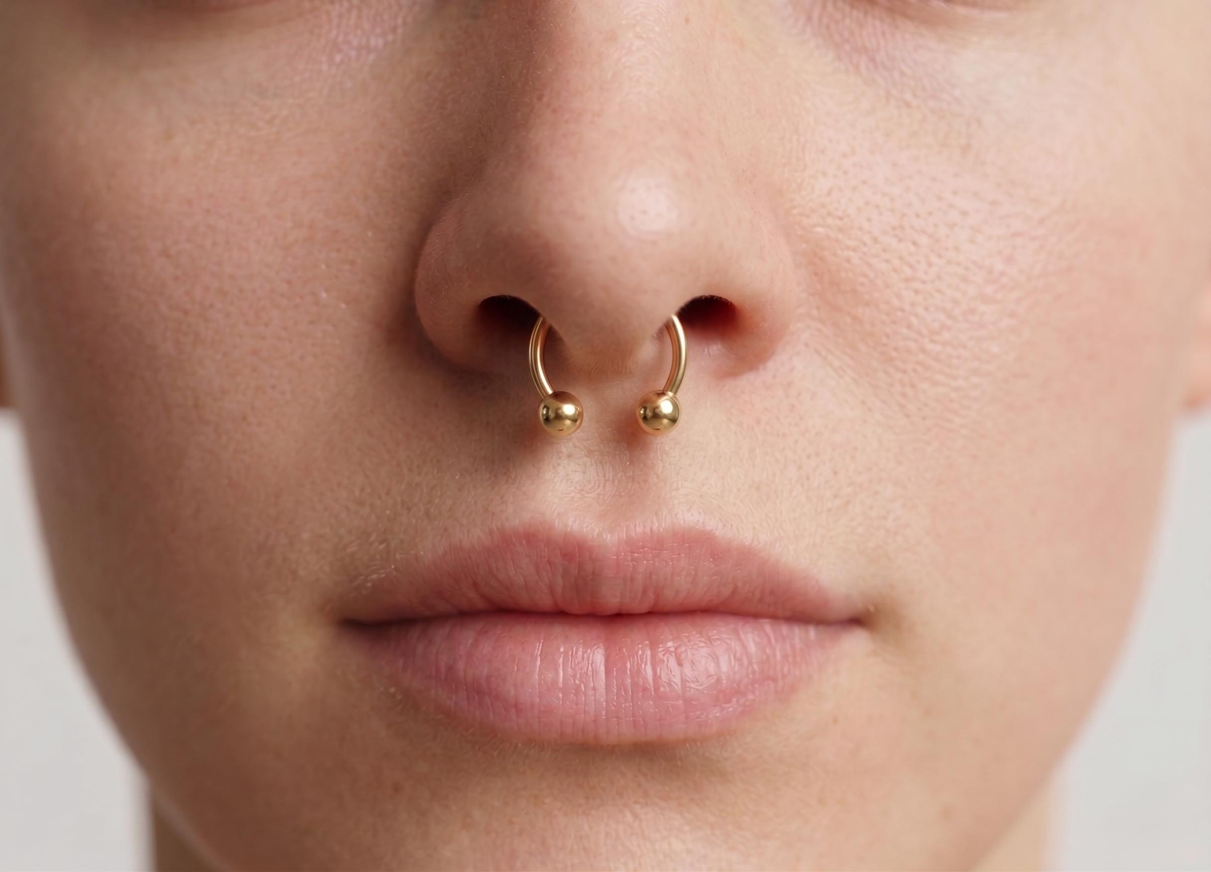 10K Solid Gold Horseshoe Septum Ring - Yellow gold, Solid gold, 10k