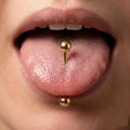 10K Solid Gold Tongue Barbell - Yellow gold, Solid gold, 10k