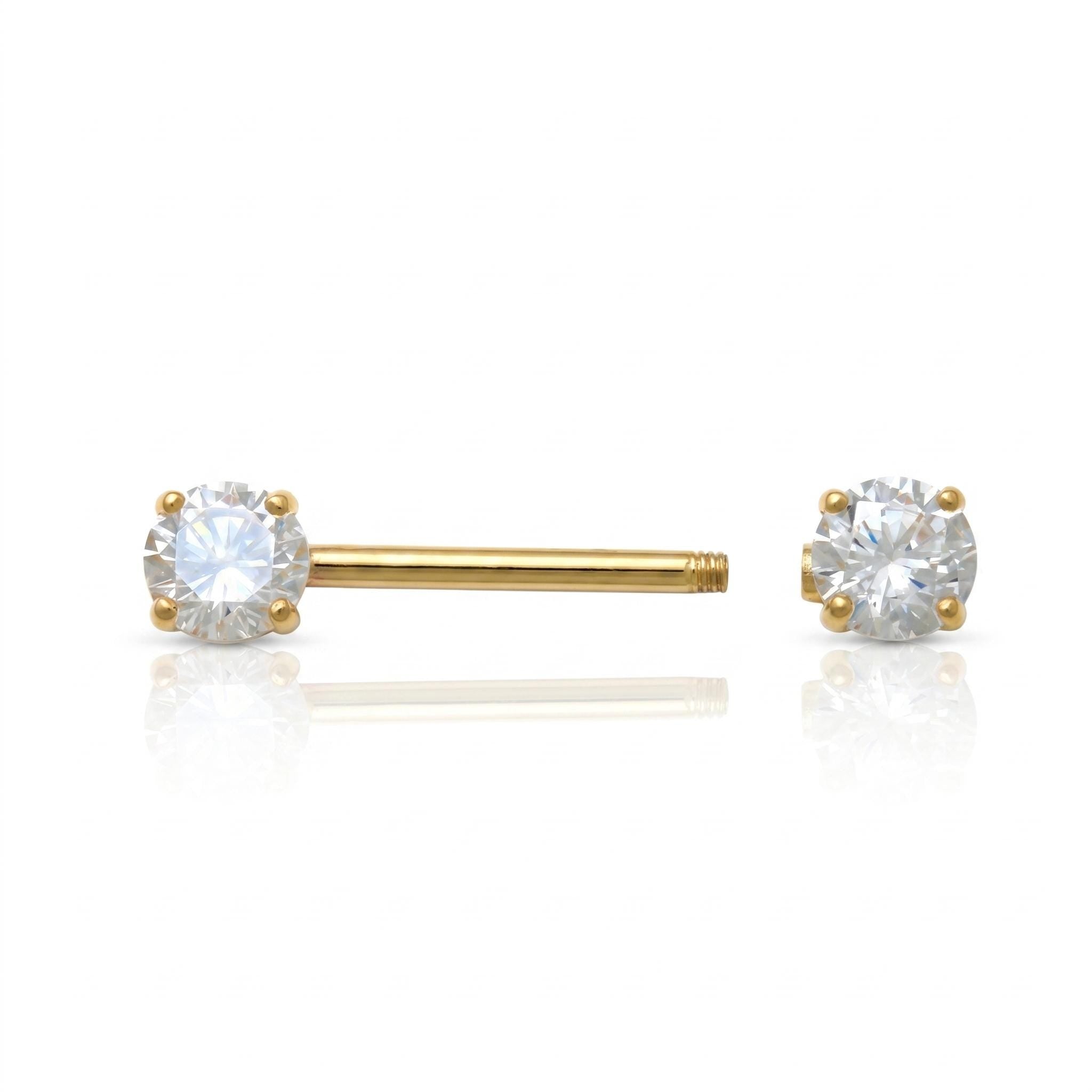 14K Solid Gold Nipple Ring - Gold, Solid gold, 14k