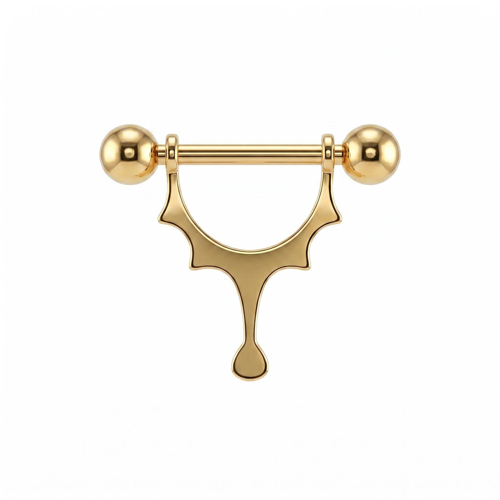 14K Solid Gold Nipple Ring - Gold, Solid gold, 14k