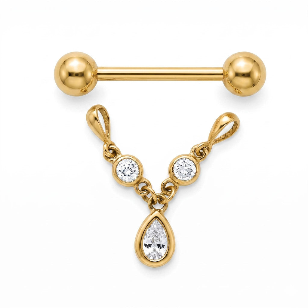 14K Solid Gold Nipple Ring - Gold, Solid gold, 14k