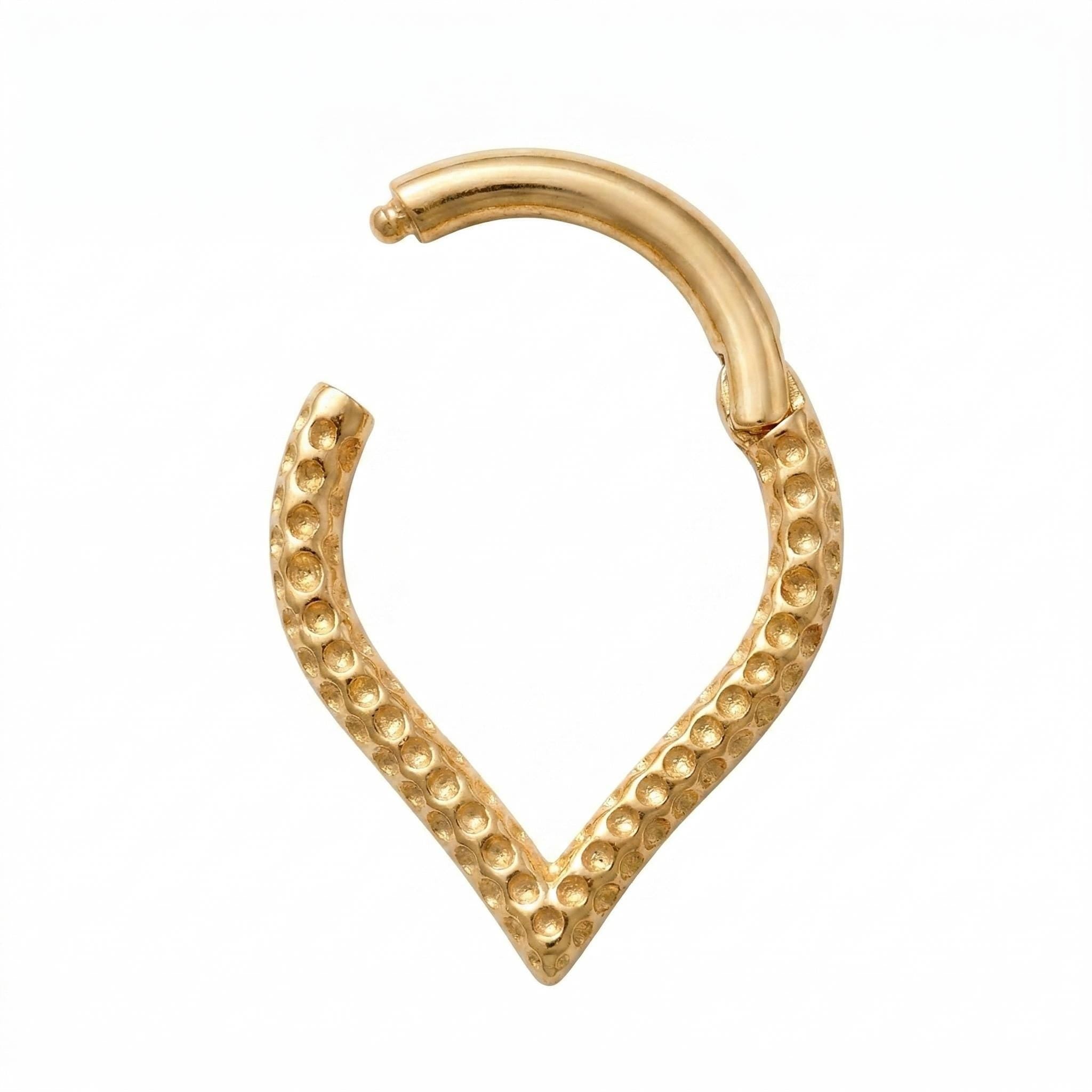 14K Solid Gold Teardrop Clicker Hoop - Yellow gold, Solid gold, 14k