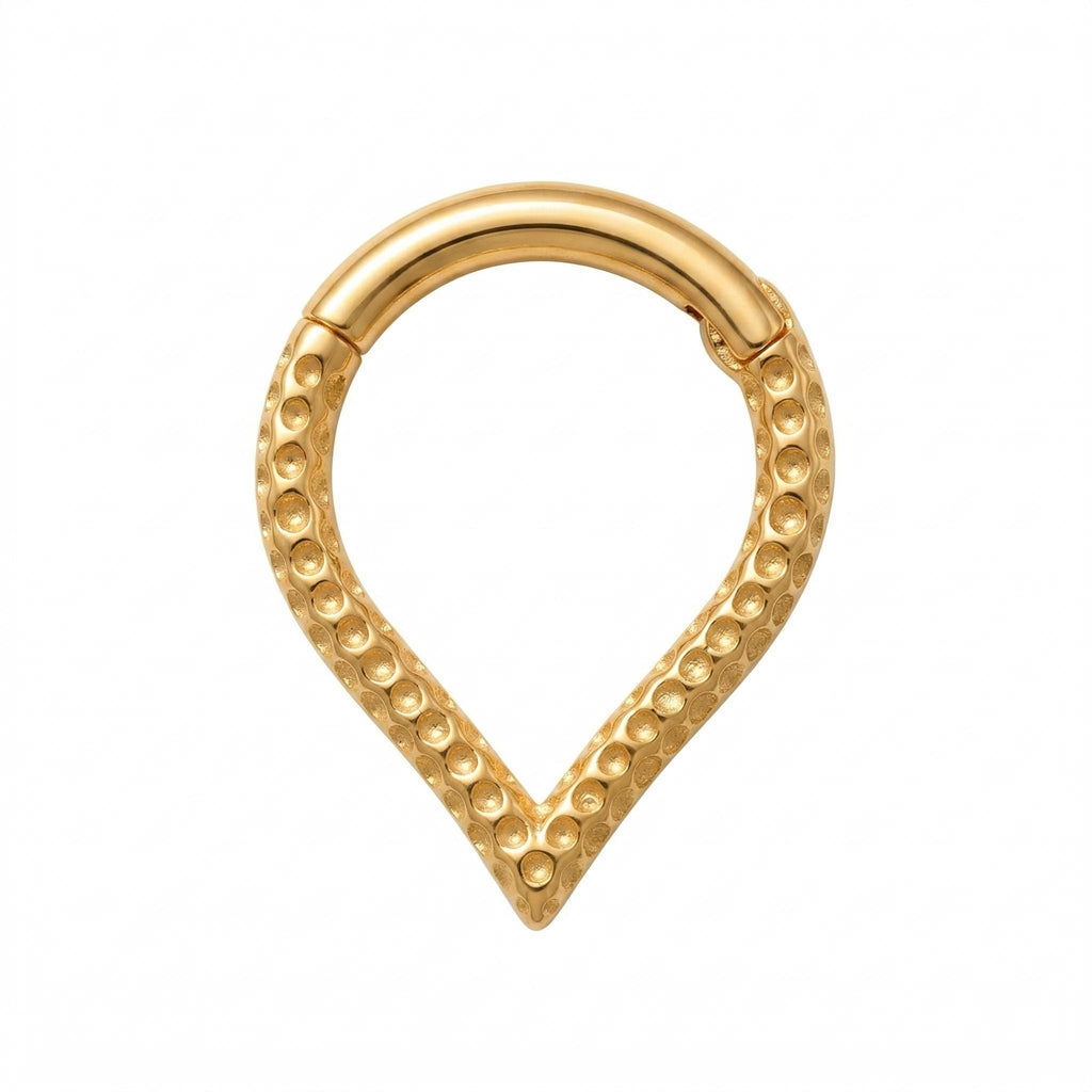 14K Solid Gold Teardrop Clicker Hoop - Yellow gold, Solid gold, 14k