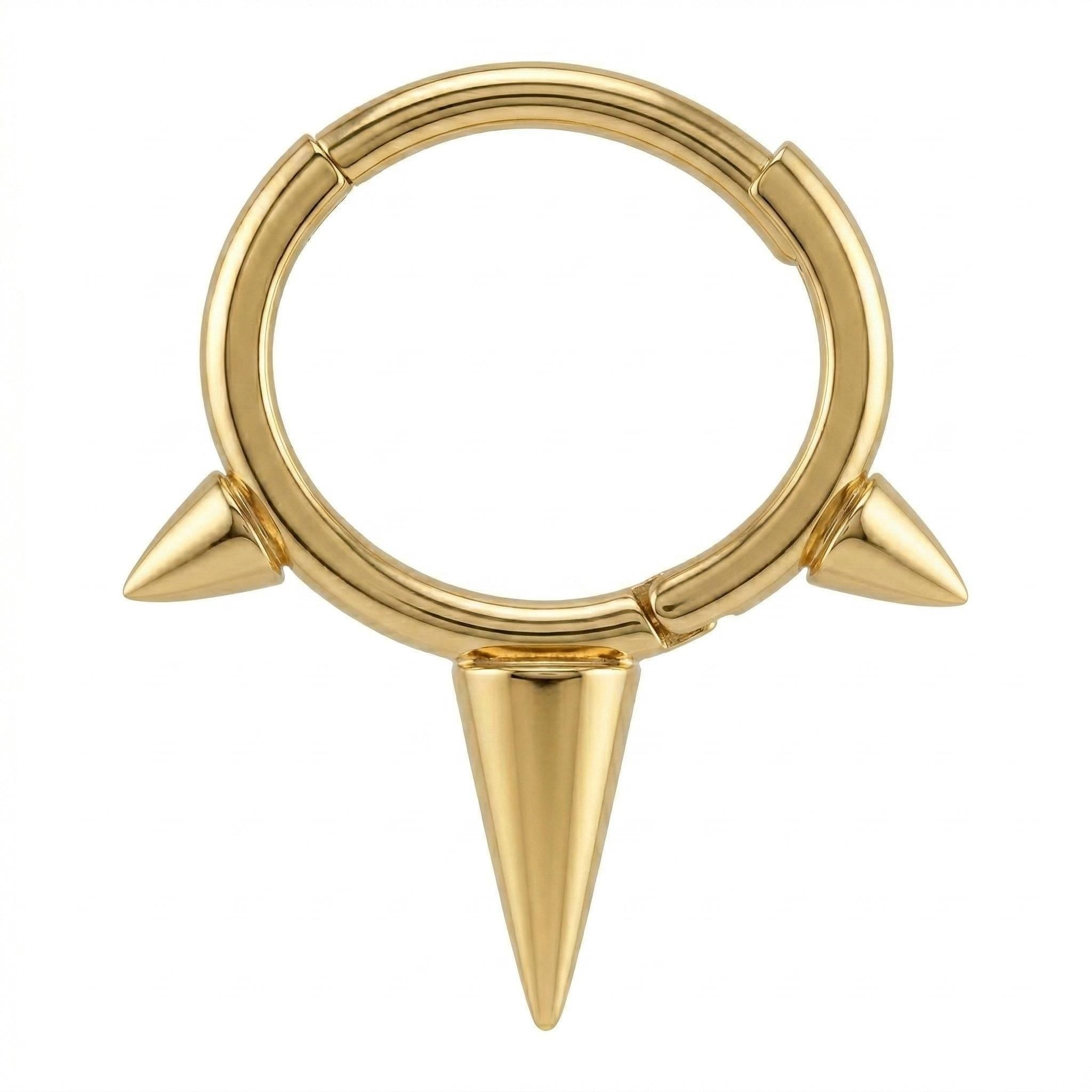 14K Solid Gold Spike Septum Ring - Yellow gold, Solid gold, 14k