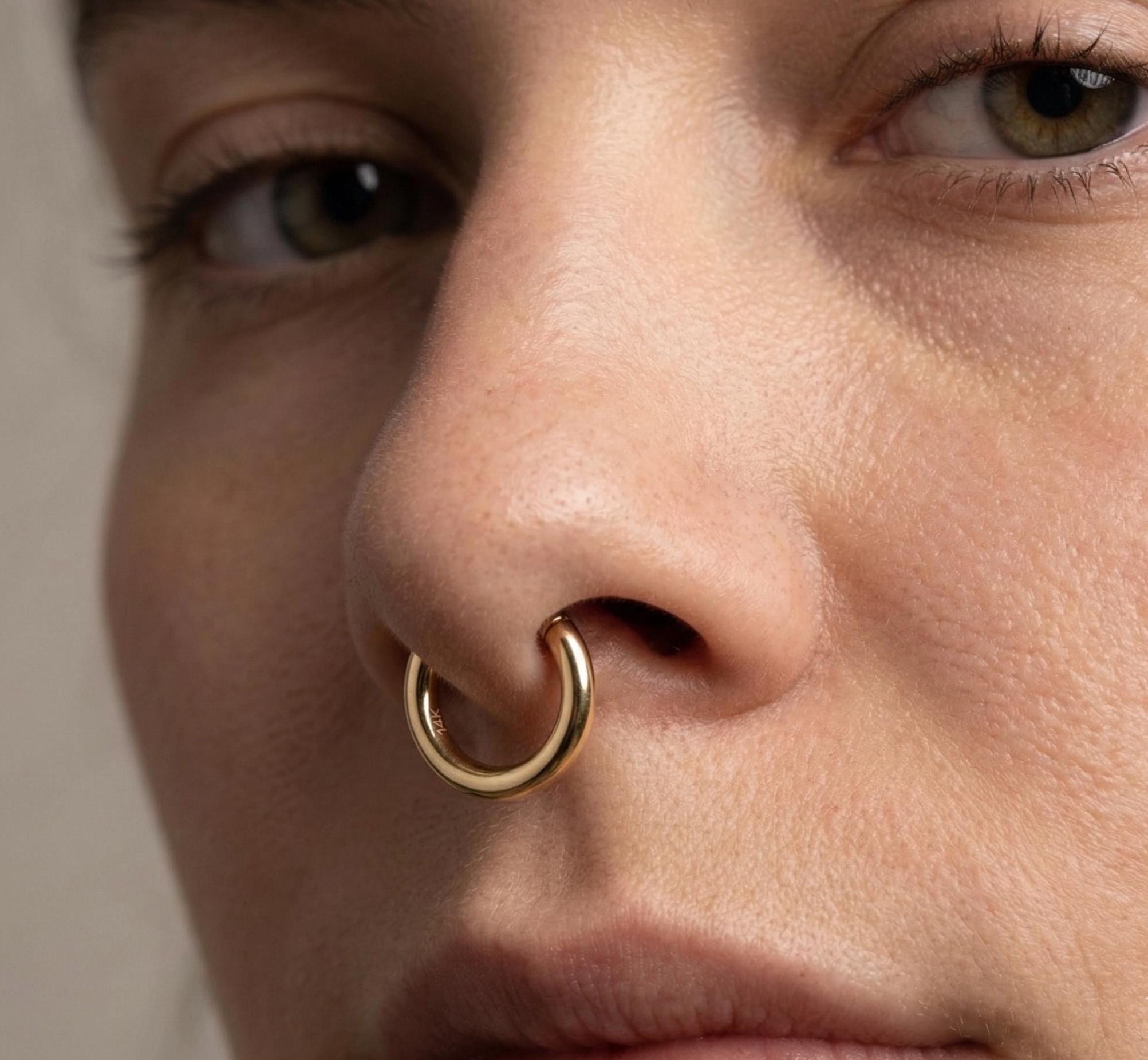 14K Solid Gold Captive Segment Hoop - Yellow gold, Solid gold, 14k - 18g & 8mm Diameter