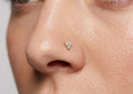 14K Solid Gold Nose Stud - Cubic zirconia, Yellow gold, Solid gold