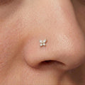 14K Solid Gold Nose Stud - Cubic zirconia, Yellow gold, Solid gold