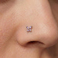 14K Solid Gold Nose Stud - Cubic zirconia, Yellow gold, Solid gold
