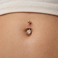 10K Solid Gold Belly Ring - Cubic zirconia, Yellow gold, Solid gold