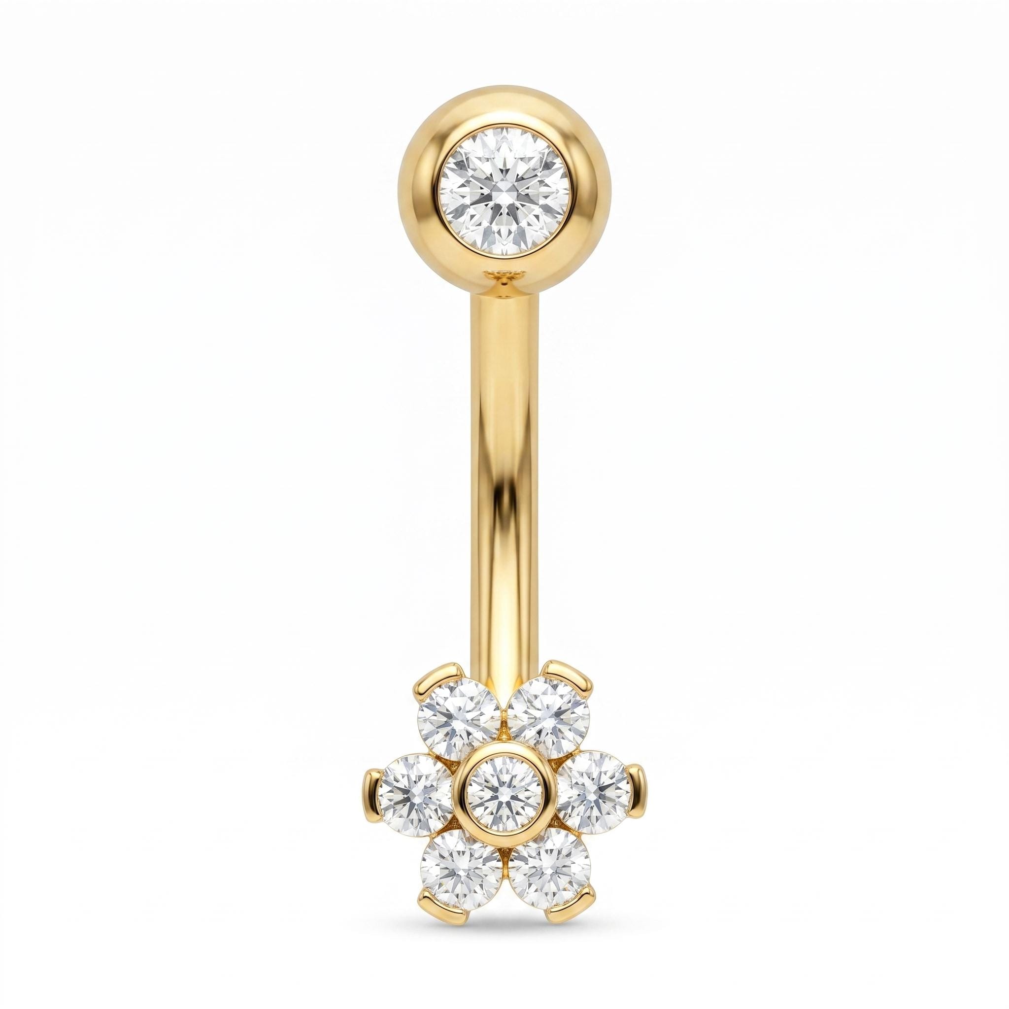 14K Solid Gold Christina Piercing J Bar - Yellow gold, Solid gold, 14k