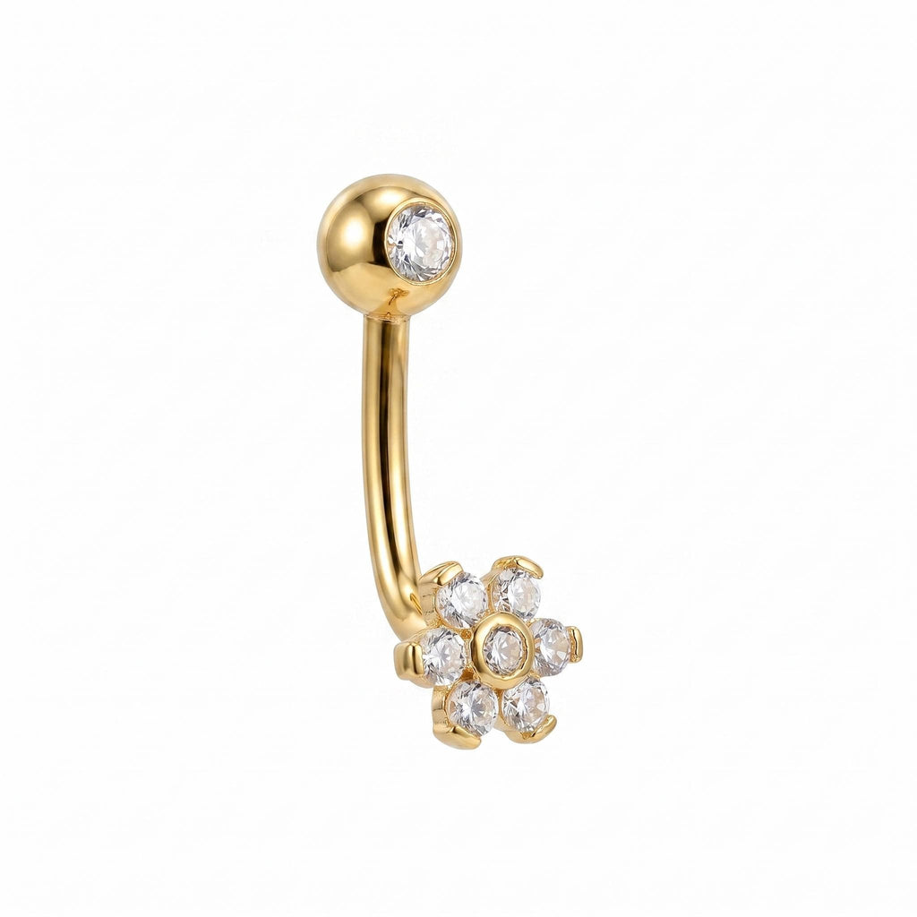 14K Solid Gold Christina Piercing J Bar - Yellow gold, Solid gold, 14k