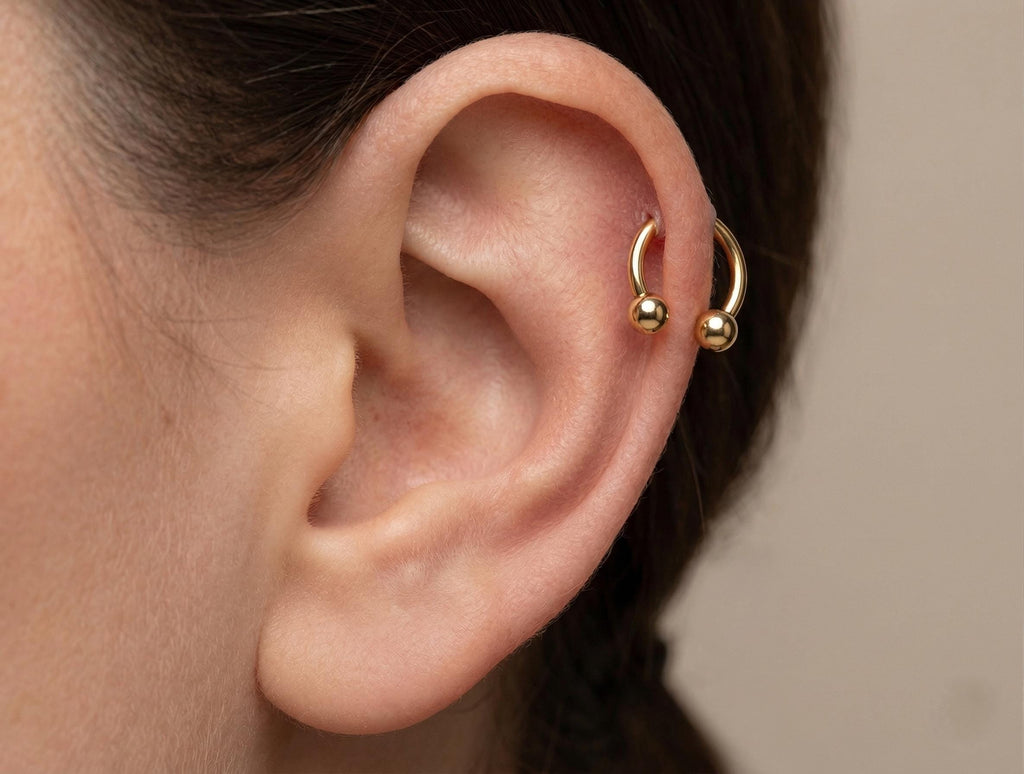 14K Solid Gold Horseshoe Septum Ring - Yellow gold, Solid gold, 14k