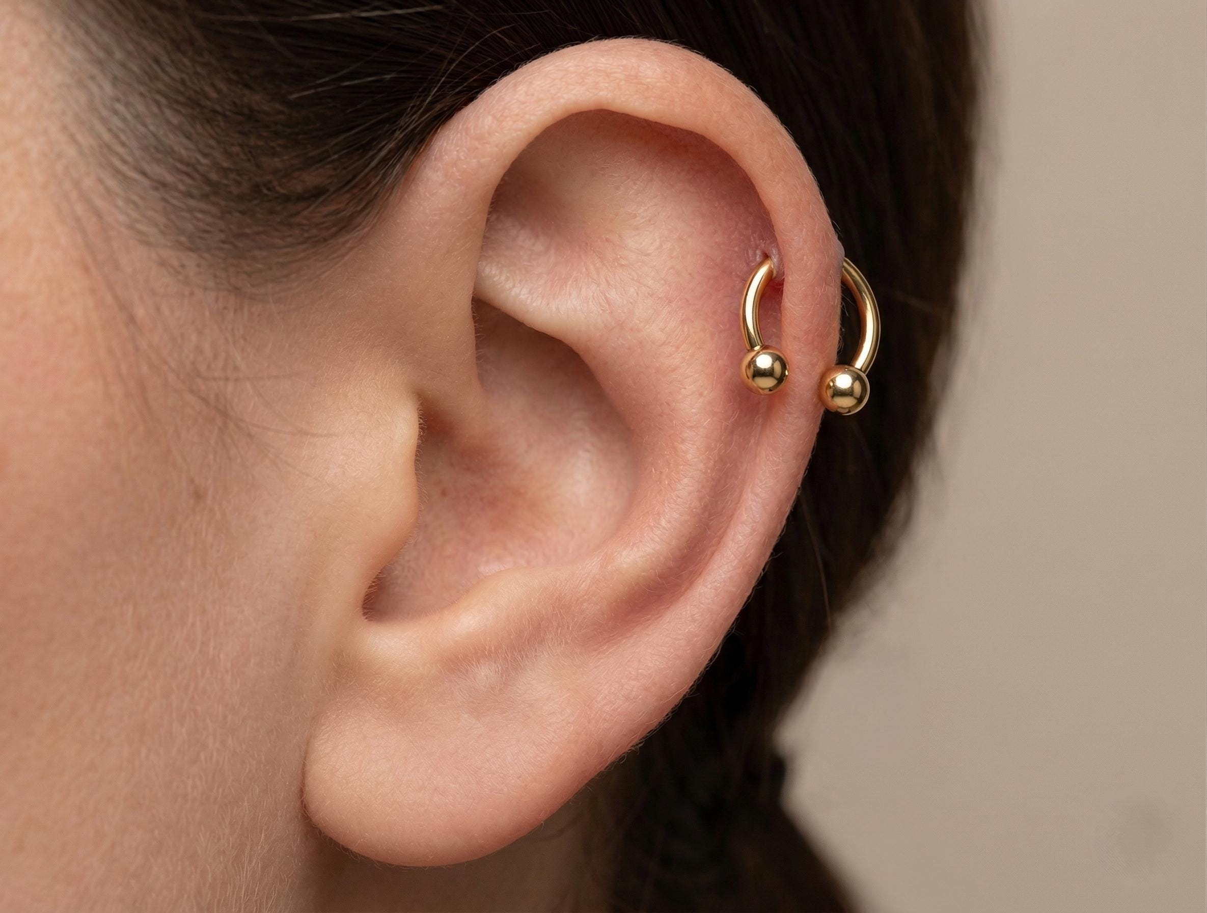 14K Solid Gold Horseshoe Septum Ring - Yellow gold, Solid gold, 14k