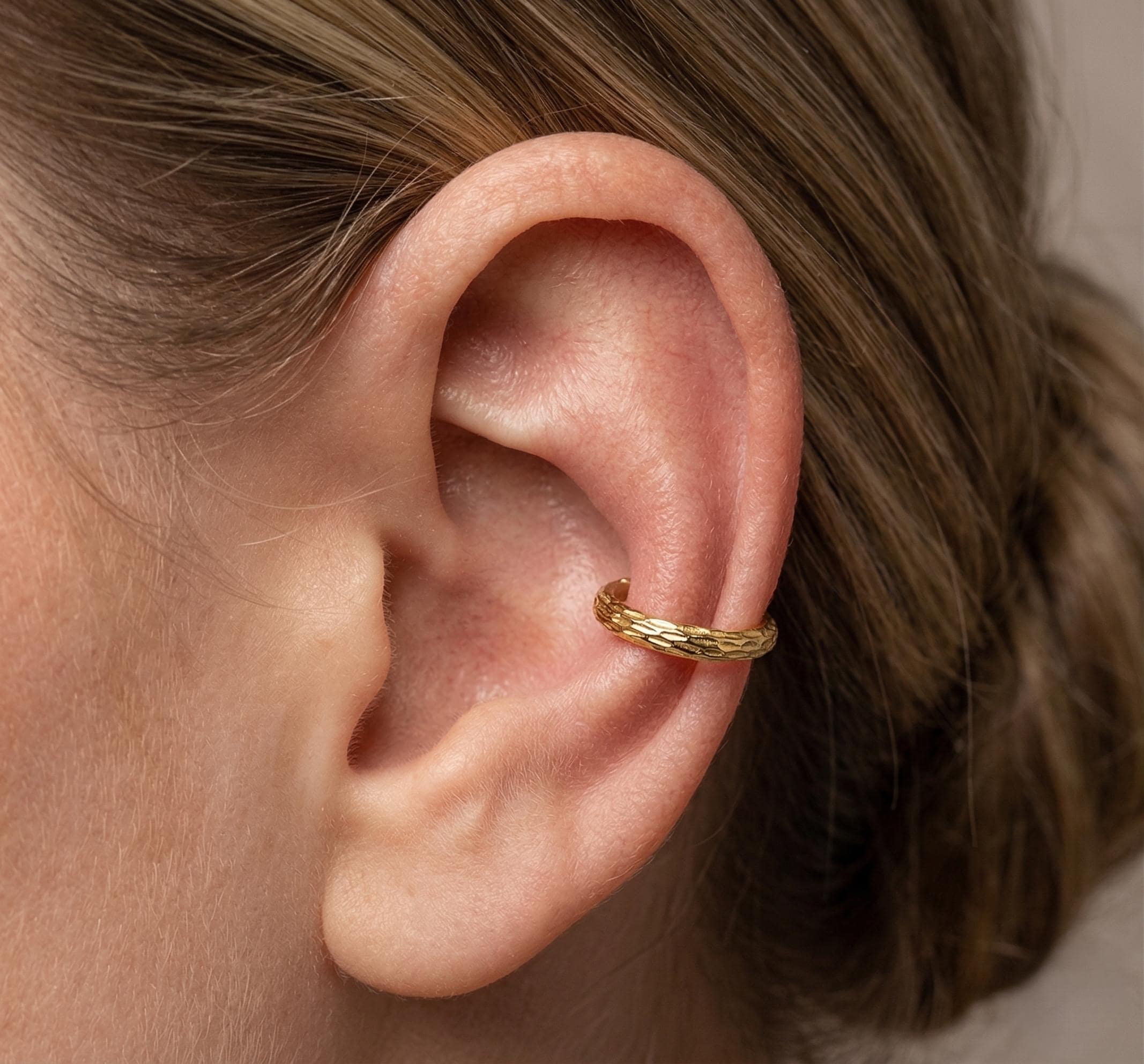 14K Solid Gold Ear Cuff No Piercing - Yellow gold, Solid gold, 14k