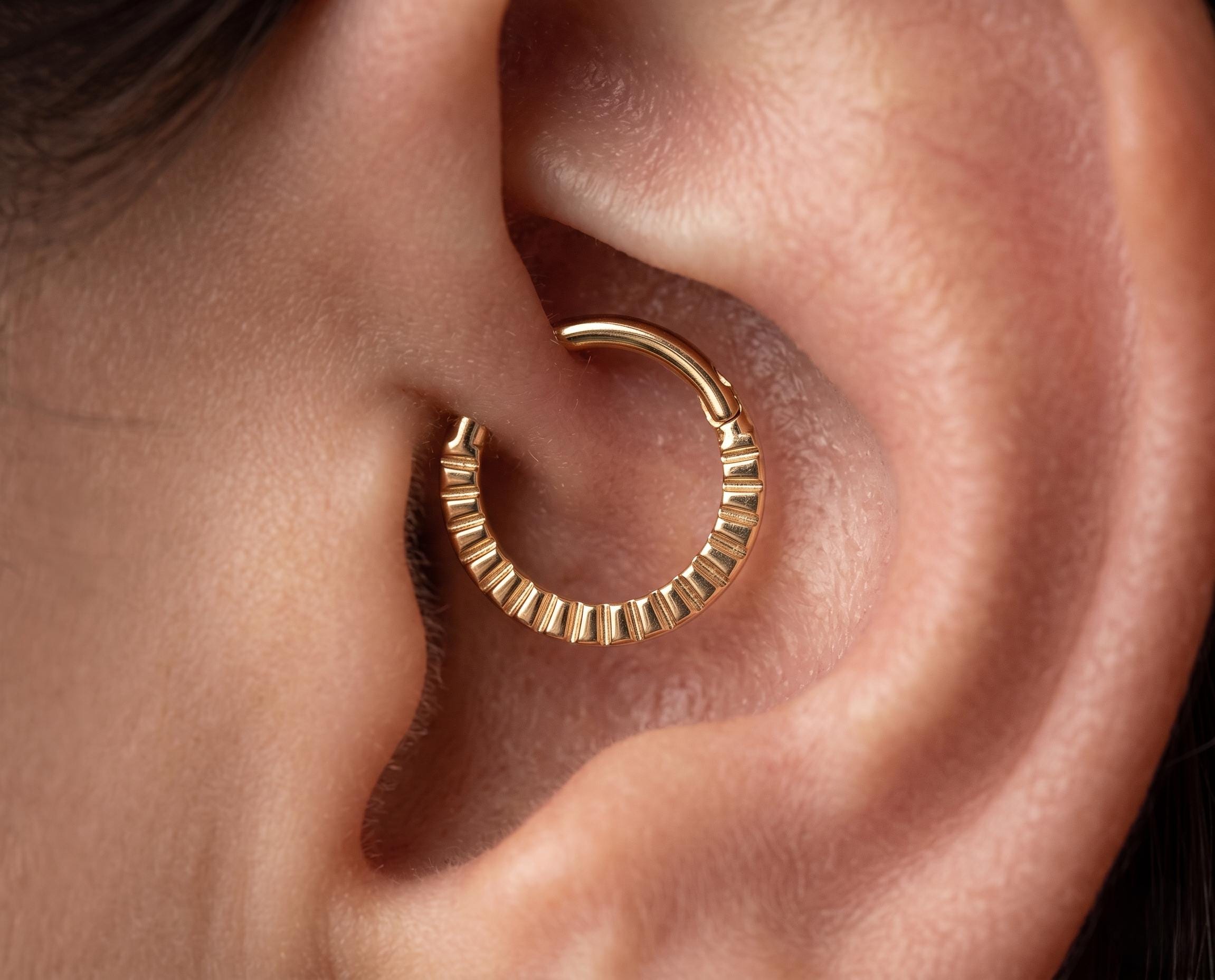 10K Solid Gold Daith Ring - Yellow gold, Solid gold, 10k