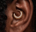 10K Solid Gold Daith Ring - Cubic zirconia, Yellow gold, Solid gold