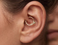 10K Solid Gold Snake Daith Ring - Cubic zirconia, Yellow gold, Solid gold
