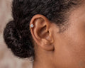 14kt Solid Gold 18G Clicker Cartilage - Cubic zirconia, Yellow gold, Solid gold - White CZ