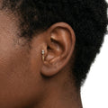14K Solid Gold Flat Back Earring - Cubic zirconia, Yellow gold, Solid gold