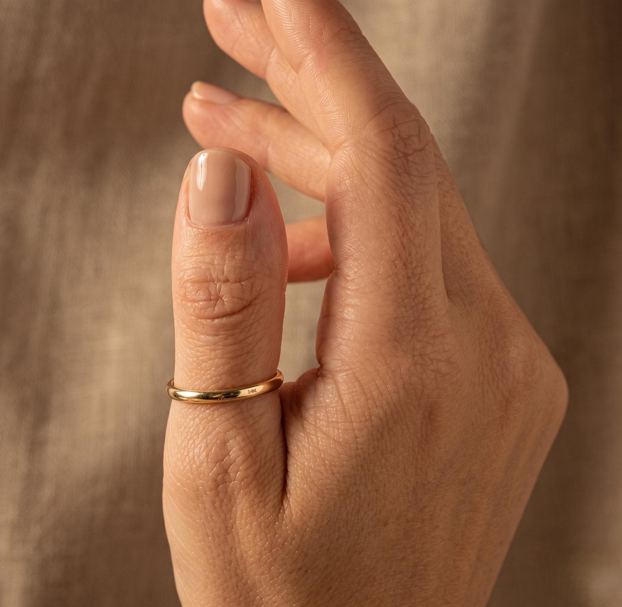 10K Solid Gold Band Ring - Yellow gold, Solid gold, 10k - 3