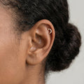 14K Solid Gold Moon Star CZ Flat Back Earring - Cubic zirconia, Yellow gold, Solid gold