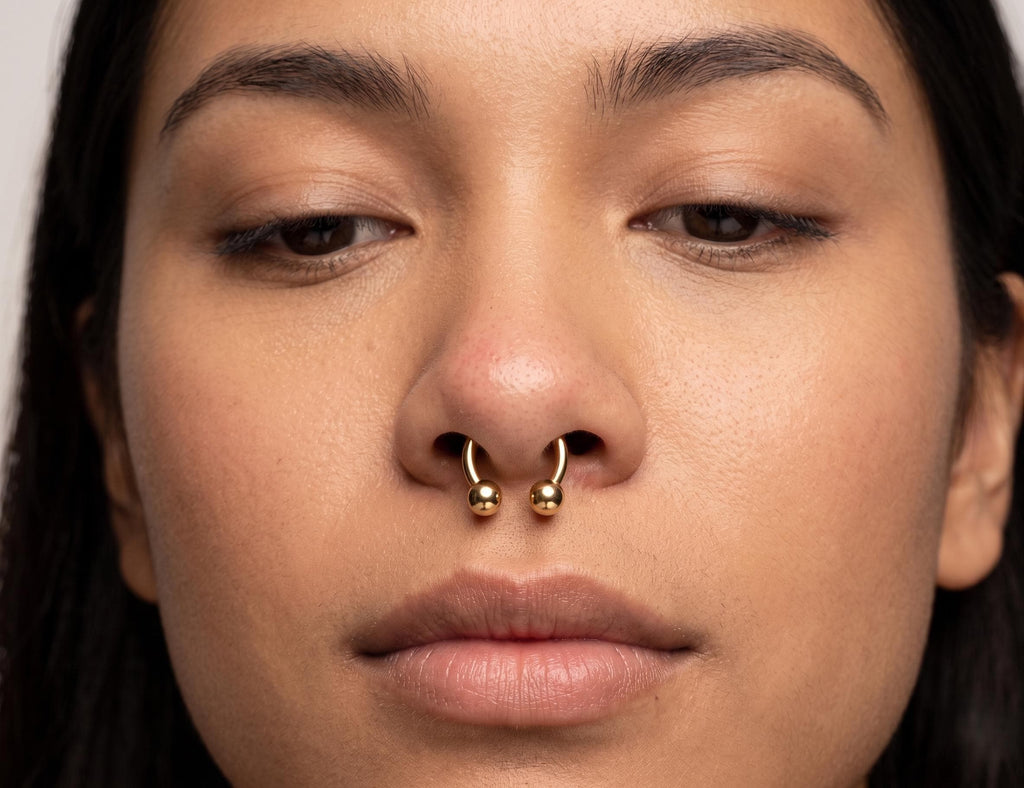 14K Solid Gold Horseshoe Septum Ring - Yellow gold, Solid gold, 14k